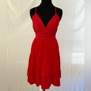 Elegant Red Lace Mini Dress